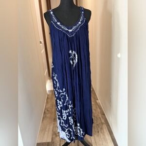 Elegant Blue and White Maxi Dress